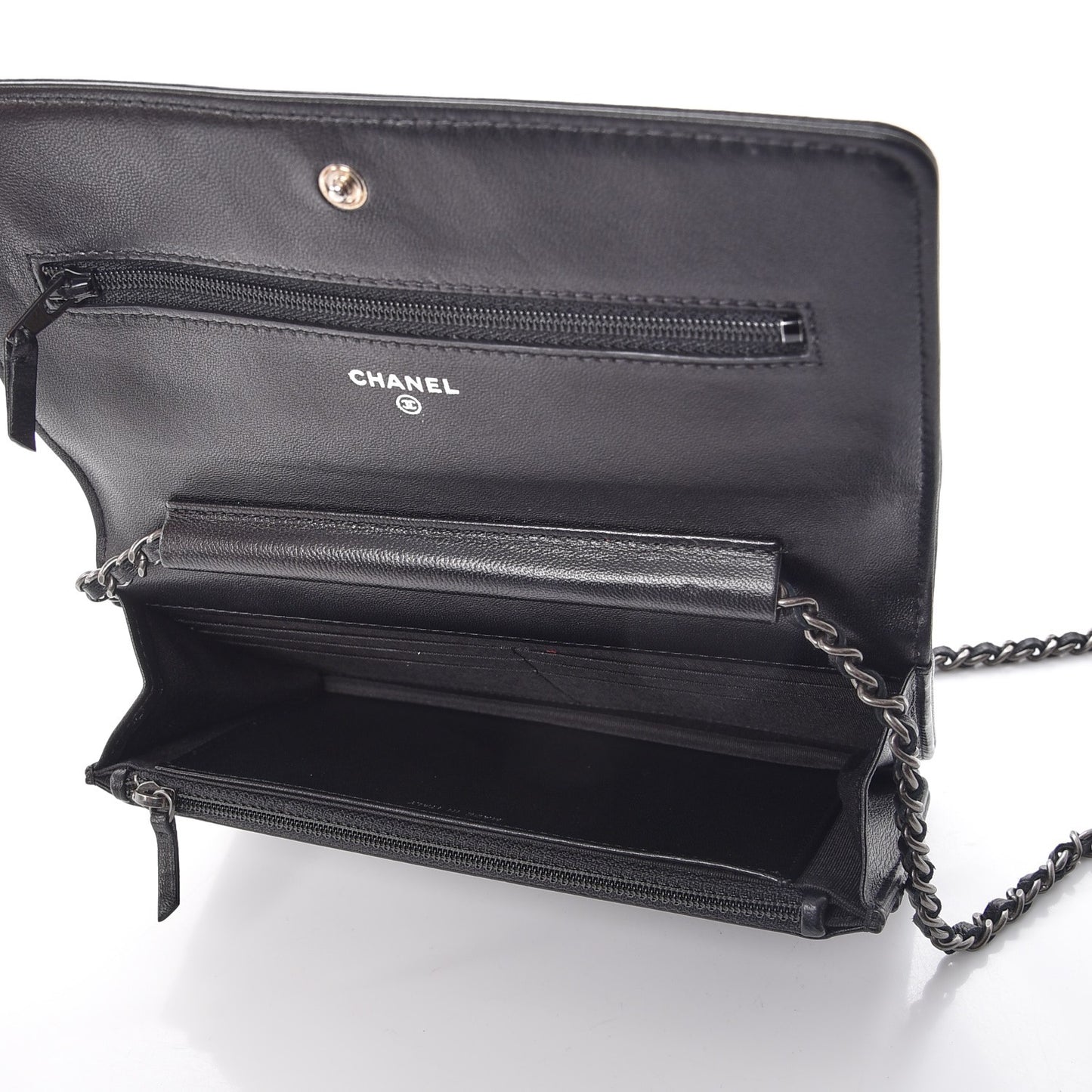 Lambskin Quilted Boy Wallet On Chain WOC Black