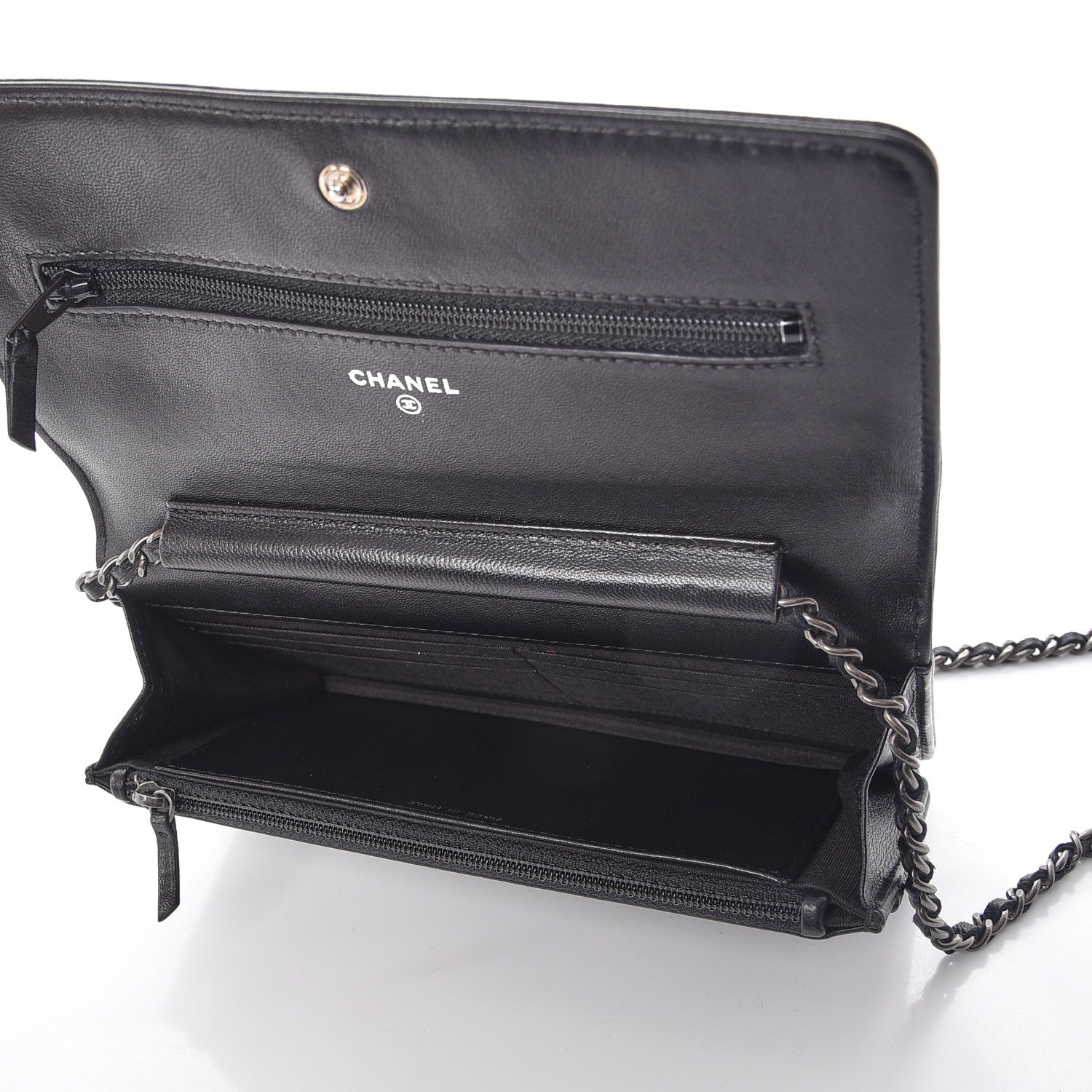 Chanel Lambskin Quilted Boy Wallet On Chain WOC Black 5 of 10