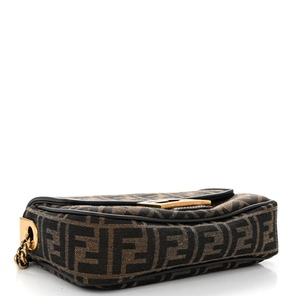 Fendi Fabric Jacquard FF 1974 Midi Chain Baguette Tobacco Moro 4 of 10