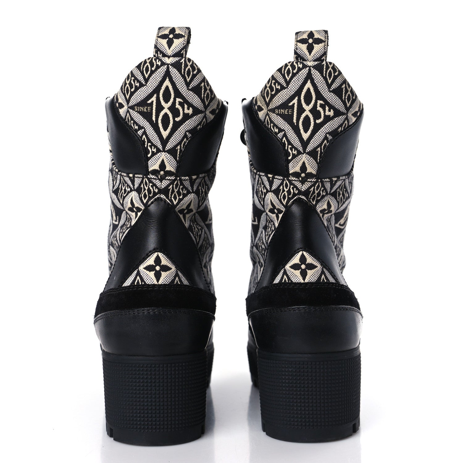 Louis Vuitton Suede Calfskin Jacquard Since 1854 Laureate Platform Desert Boots 39 Black 5 of 9