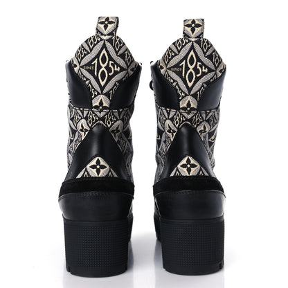 Louis Vuitton Suede Calfskin Jacquard Since 1854 Laureate Platform Desert Boots 39 Black 5 of 9