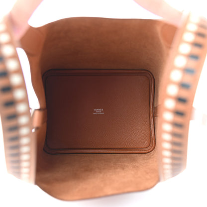 Hermes Epsom Tressage De Cuir Picotin Lock 18 PM Gold Craie Black 5 of 10