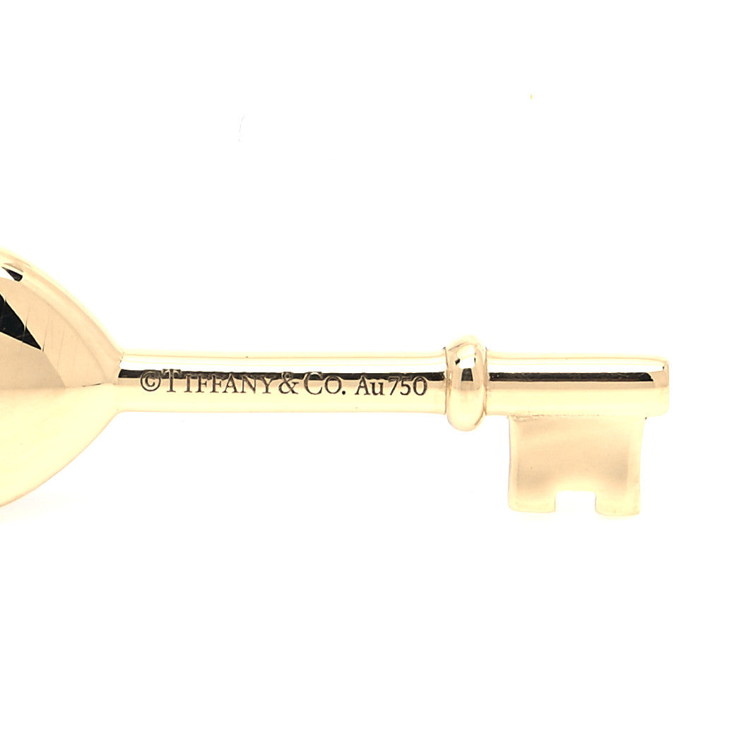 Tiffany 18K Yellow Gold Enamel Mini Heart Key Pendant Red 3 of 4
