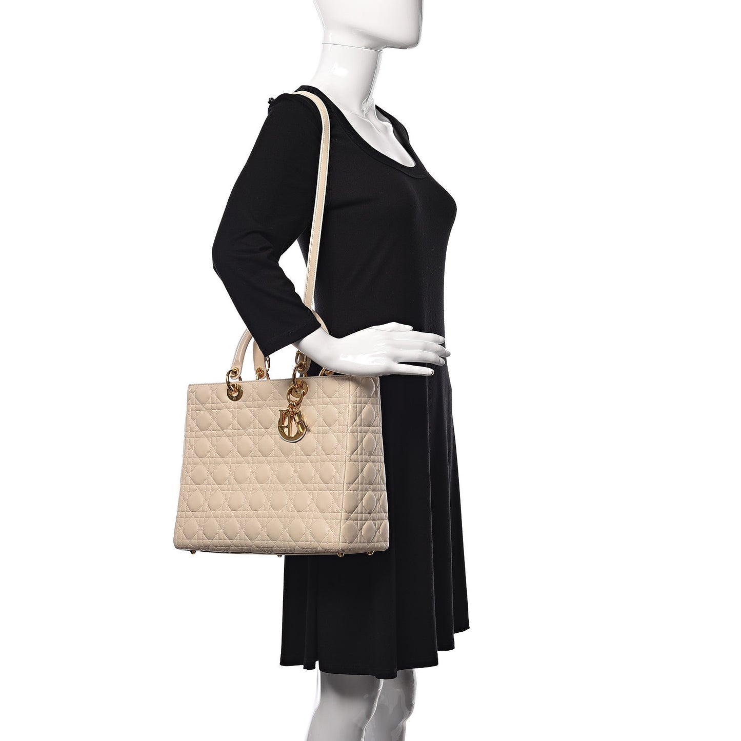 Lambskin Cannage Large Lady Dior Light Beige