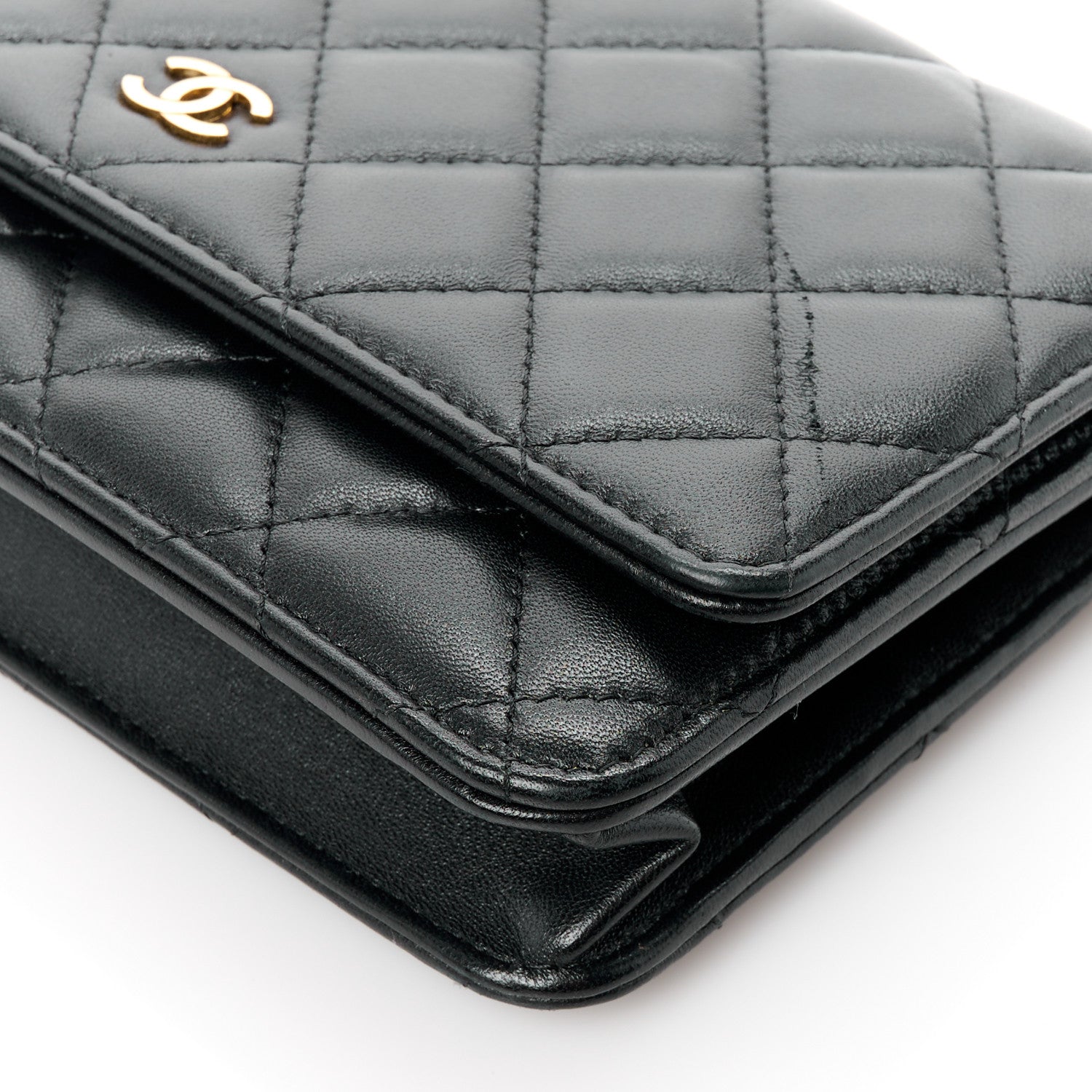 Chanel Lambskin Quilted Wallet On Chain WOC Black 11 of 12