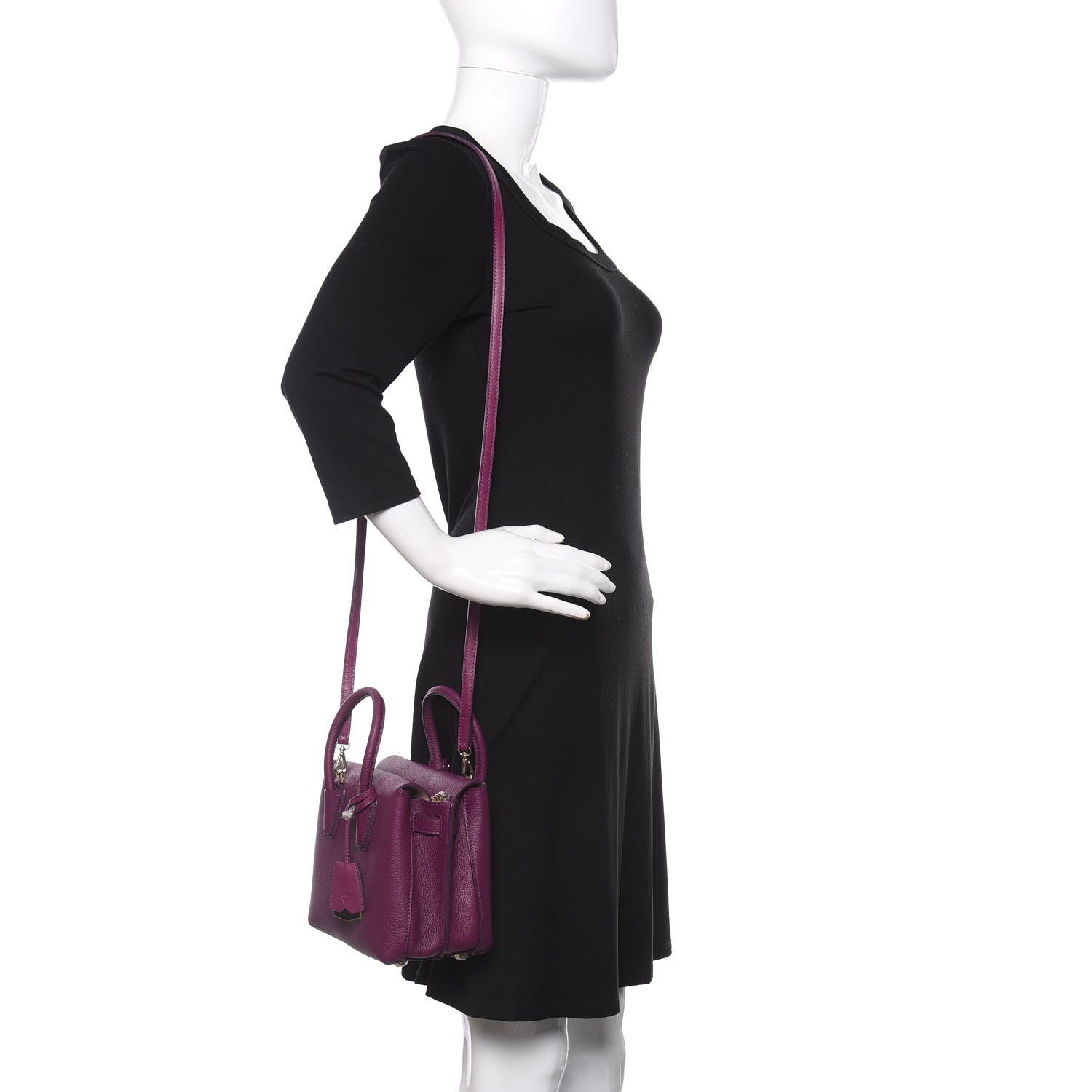 MCM Grained Calfskin Mini Milla Tote Purple 2 of 7