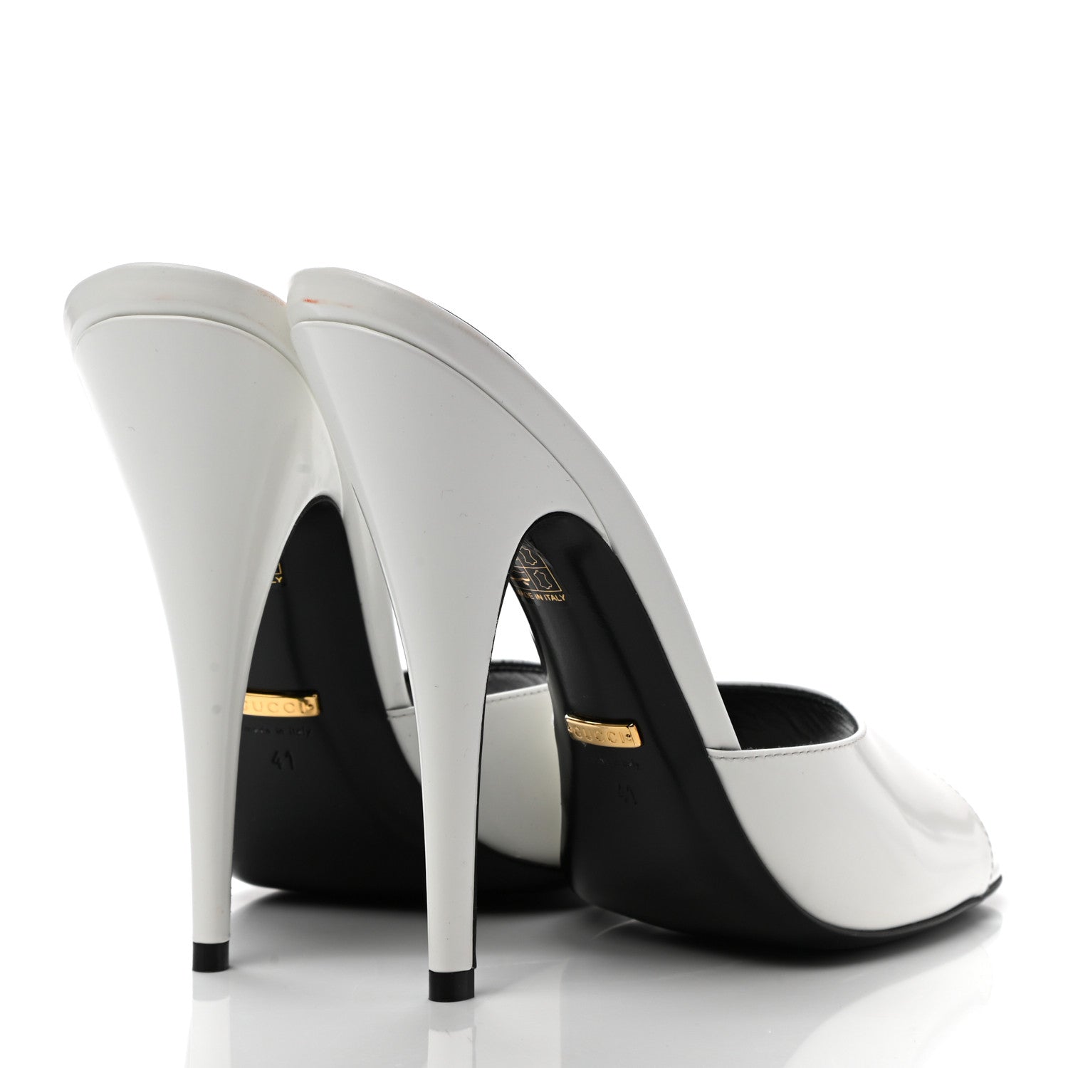 Gucci Polished Calfskin Scarlet High Heel Slide Sandals 41 Great White 4 of 9