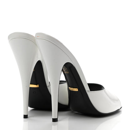 Gucci Polished Calfskin Scarlet High Heel Slide Sandals 41 Great White 4 of 9