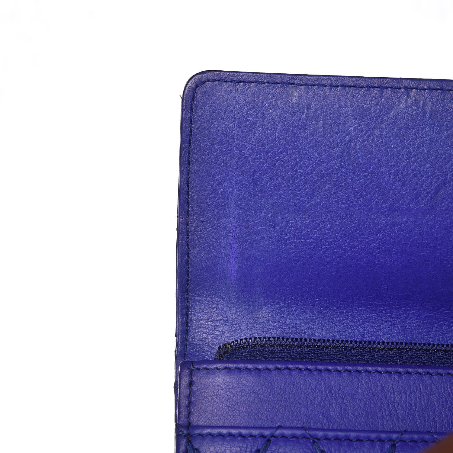 Chanel Calfskin Stitched Fancy CC Long Double Wallet Blue 10 of 12
