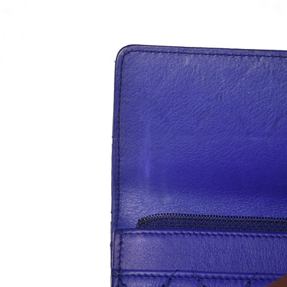Chanel Calfskin Stitched Fancy CC Long Double Wallet Blue 10 of 12