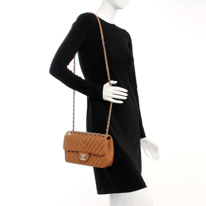 Chanel Lambskin Chevron Medium Single Flap Dark Beige 2 of 8