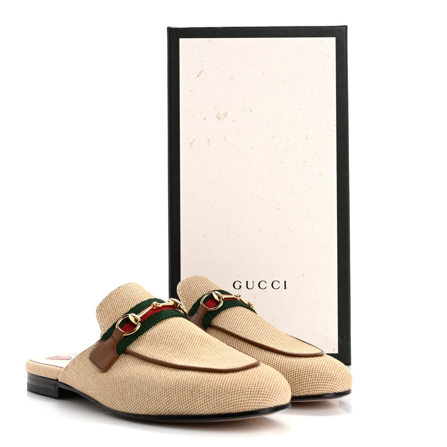 Canvas Vintage Charlotte Web Princetown Slippers 38 Sand Cuir