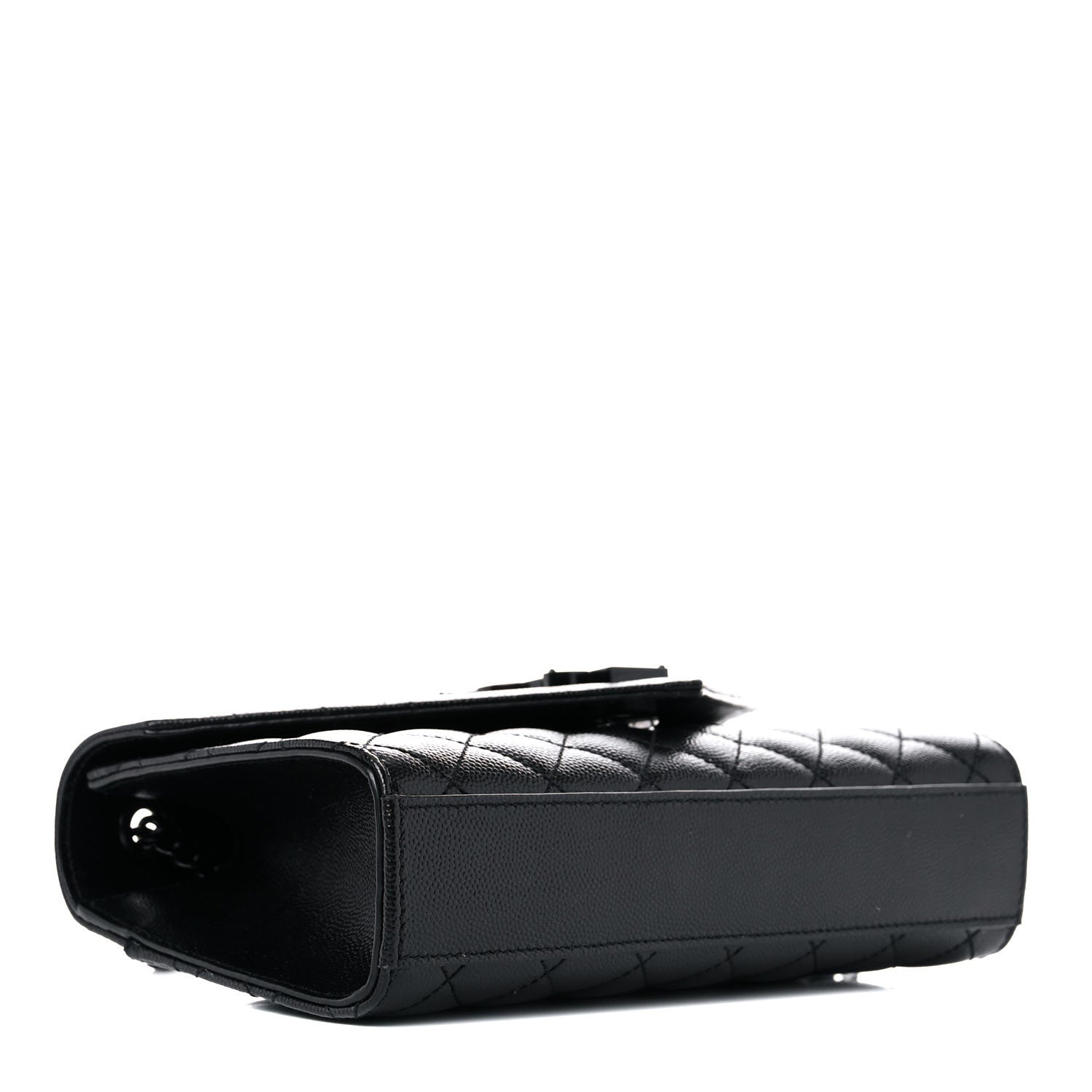 Saint Laurent Grain De Poudre Textured Mixed Matelasse Triquilt Small Monogram Satchel Black 4 of 11