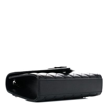 Saint Laurent Grain De Poudre Textured Mixed Matelasse Triquilt Small Monogram Satchel Black 4 of 11