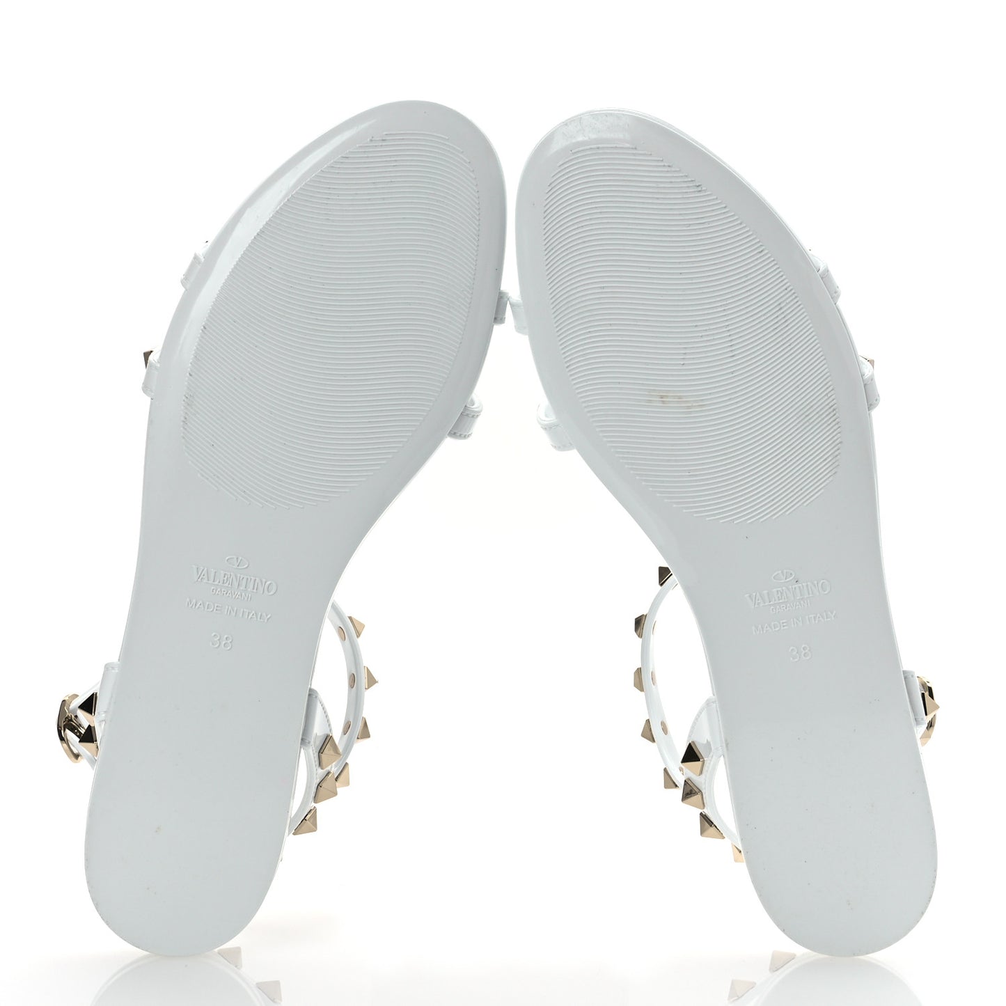 PVC Jelly Rockstud Caged Sandals 38 Optic White