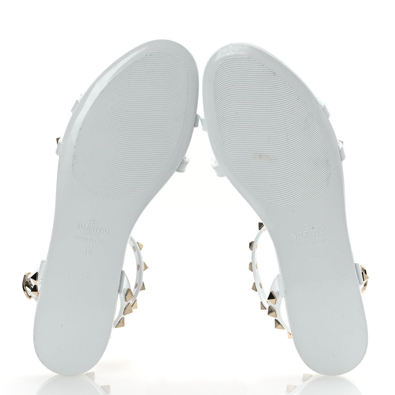 Valentino Garavani PVC Jelly Rockstud Caged Sandals 38 Optic White 7 of 12