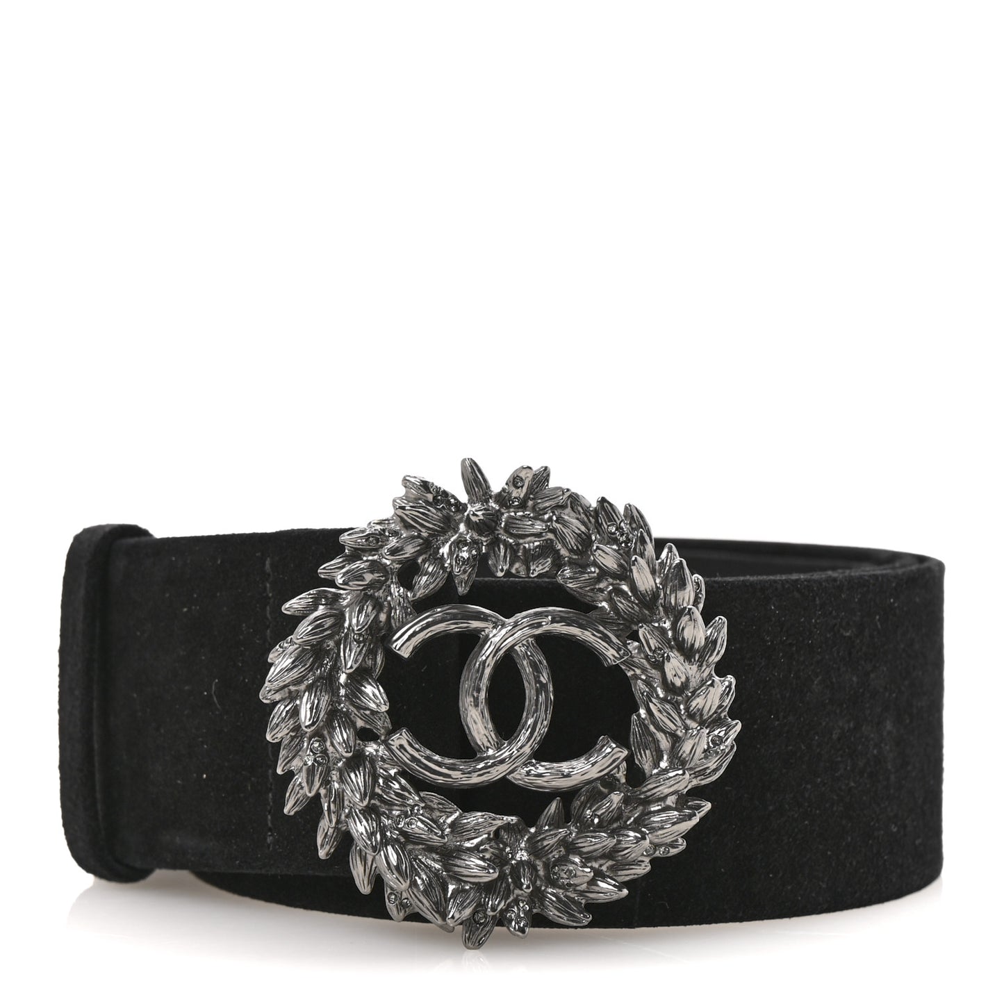 Suede CC Wreath Belt 85 34 Black Silver