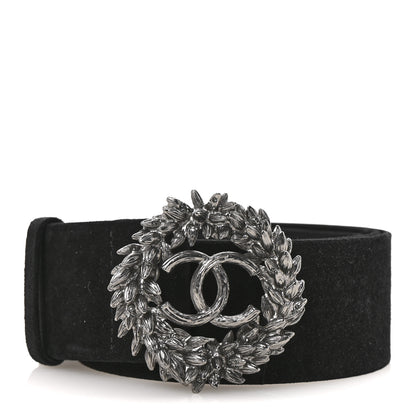 Chanel Suede CC Wreath Belt 85 34 Black Silver 1 of 7