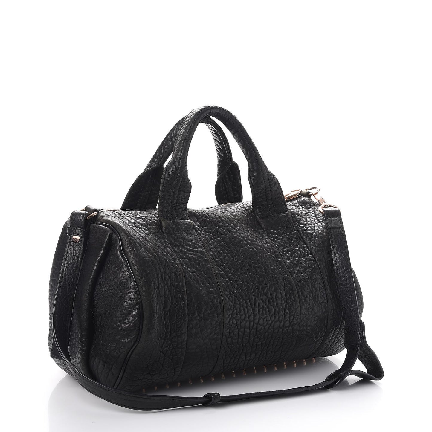 Pebbled Lambskin Rocco Black Rose Gold Hardware