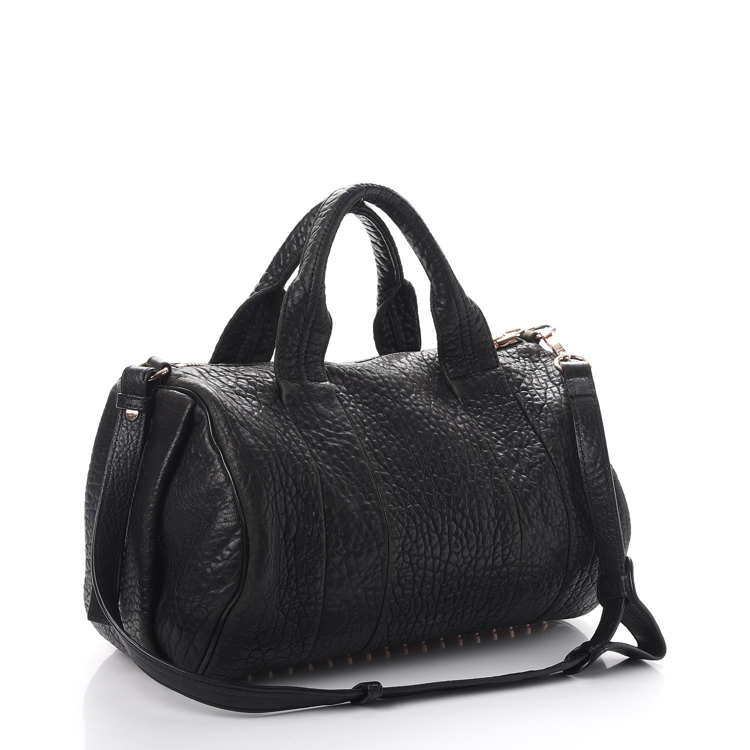 Alexander Wang Pebbled Lambskin Rocco Black Rose Gold Hardware 4 of 12