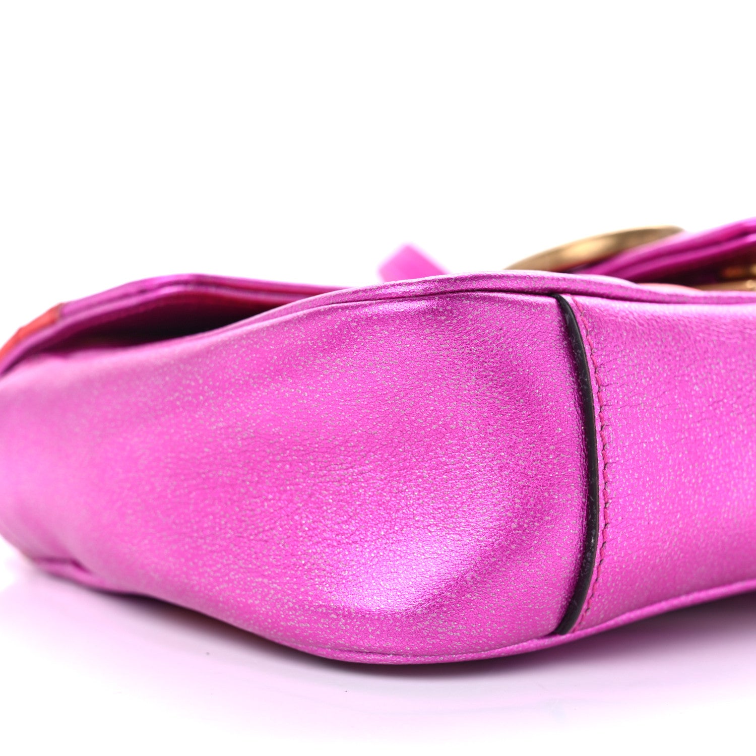 Gucci Metallic Calfskin Matelasse Mini GG Marmont Shoulder Bag Fuchsia 9 of 13