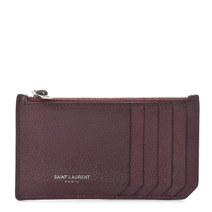 Saint Laurent Grained Calfskin 5 Fragments Zip Pouch Card Holder Bordeaux 1 of 5