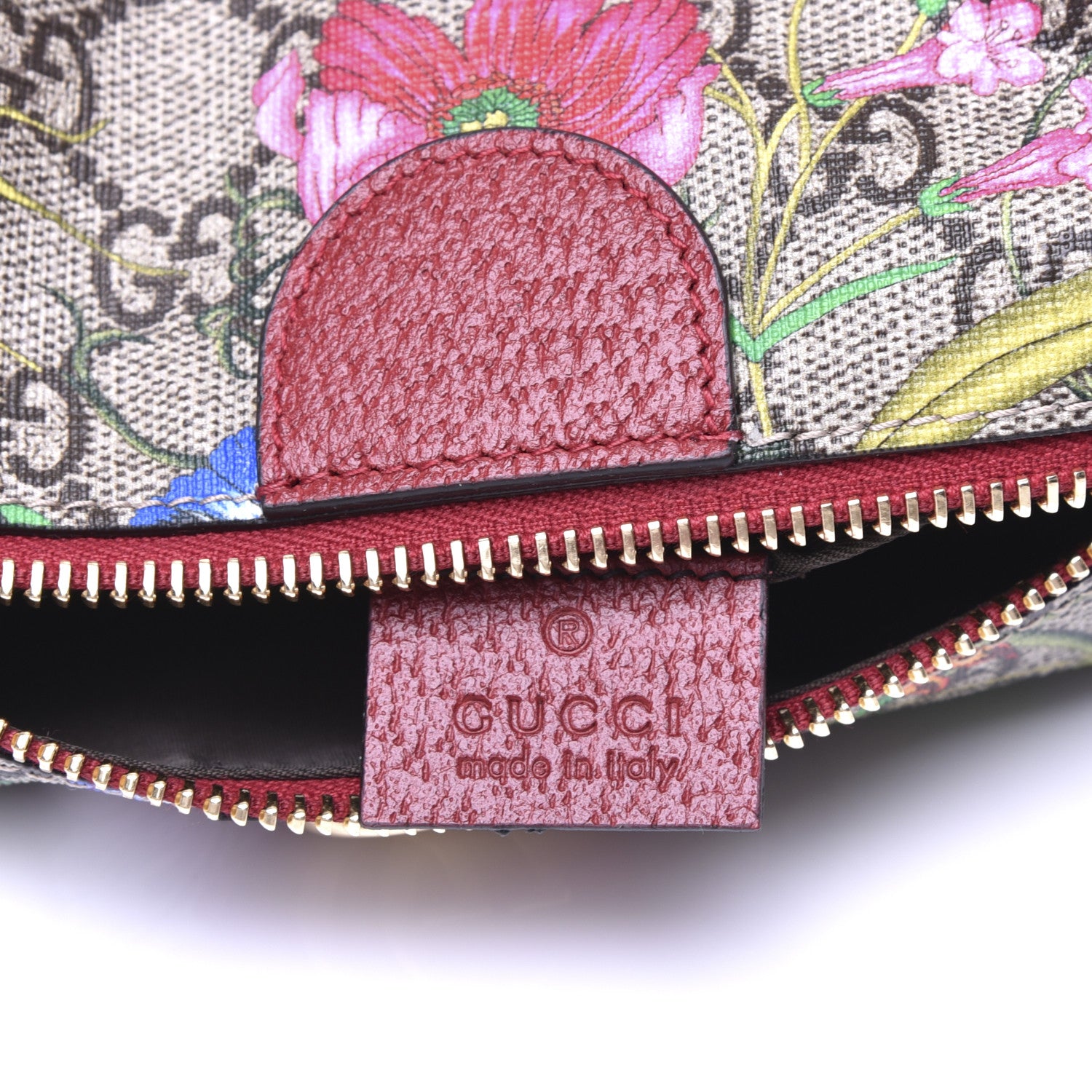 Gucci Soft GG Supreme Monogram Flora Calfskin Medium Ophidia Cosmetic Case Beige Ebony Multicolor Rosso 8 of 14