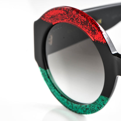 Gucci Acetate Round GG0084S Sunglasses Black Red Green 7 of 7