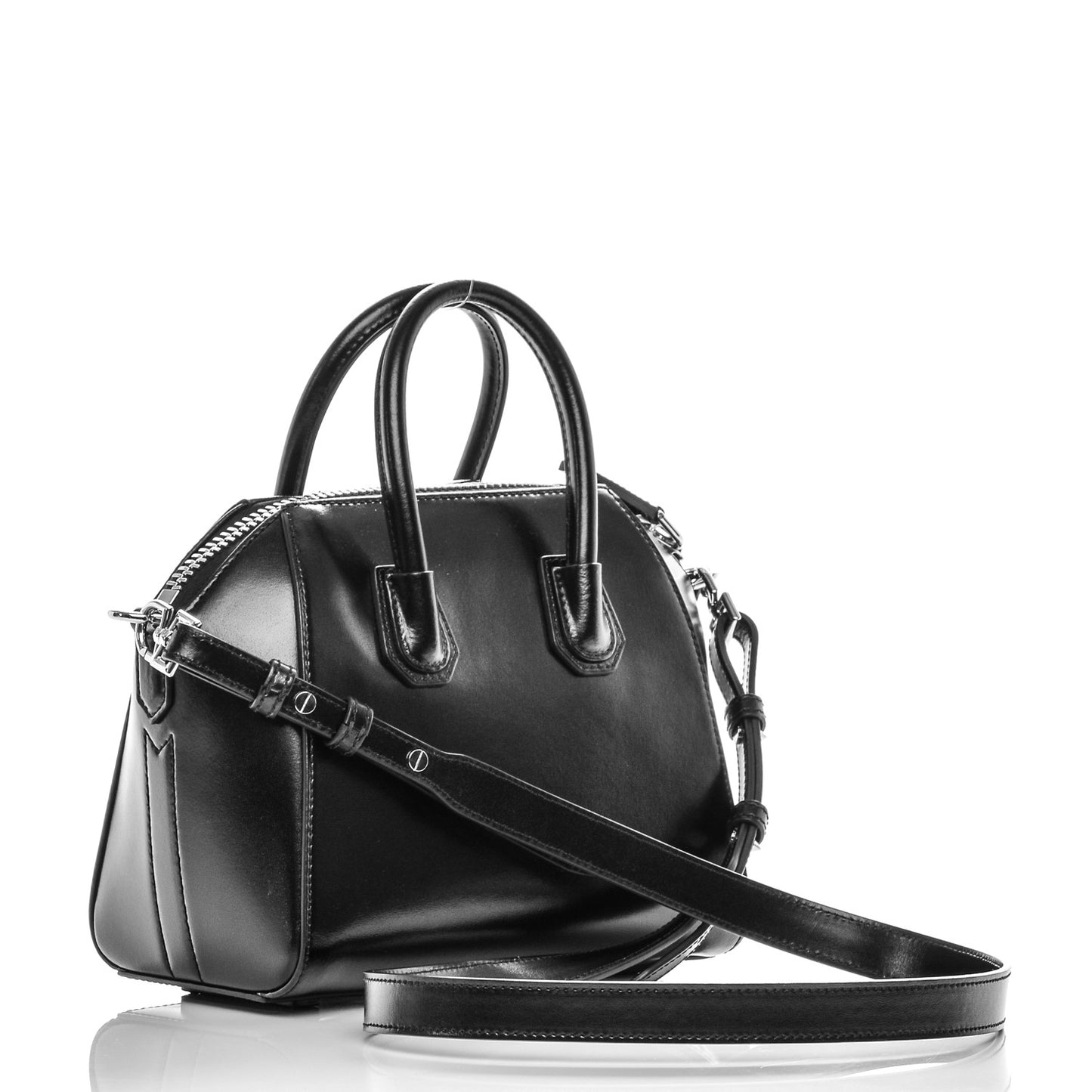 Shiny Lord Calfskin Mini Antigona Black