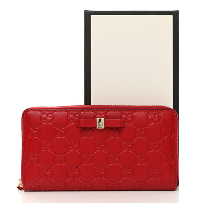 Gucci Guccissima Bow Zip Around Wallet Red 8 of 8