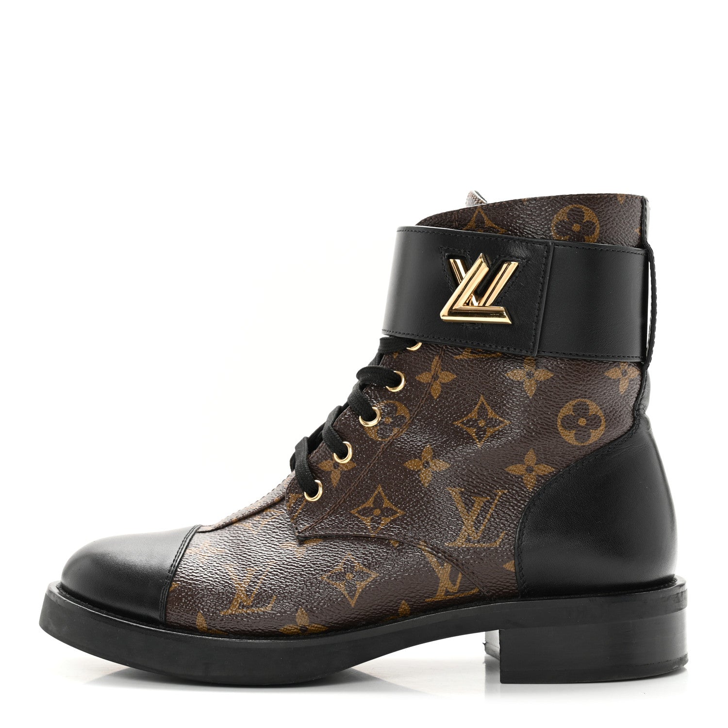 Louis Vuitton Calfskin Monogram Wonderland Flat Ranger Boots 39.5 Black 1 of 12