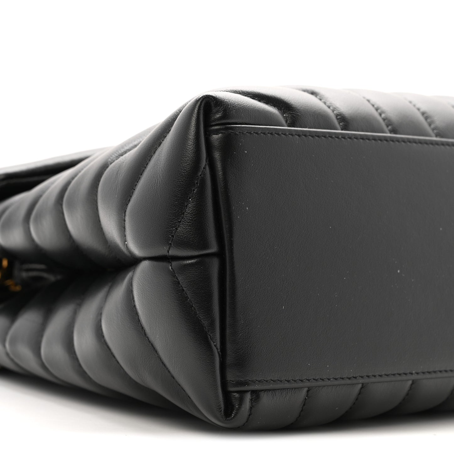 Calfskin Y Quilted Monogram Medium Loulou Chain Satchel Black