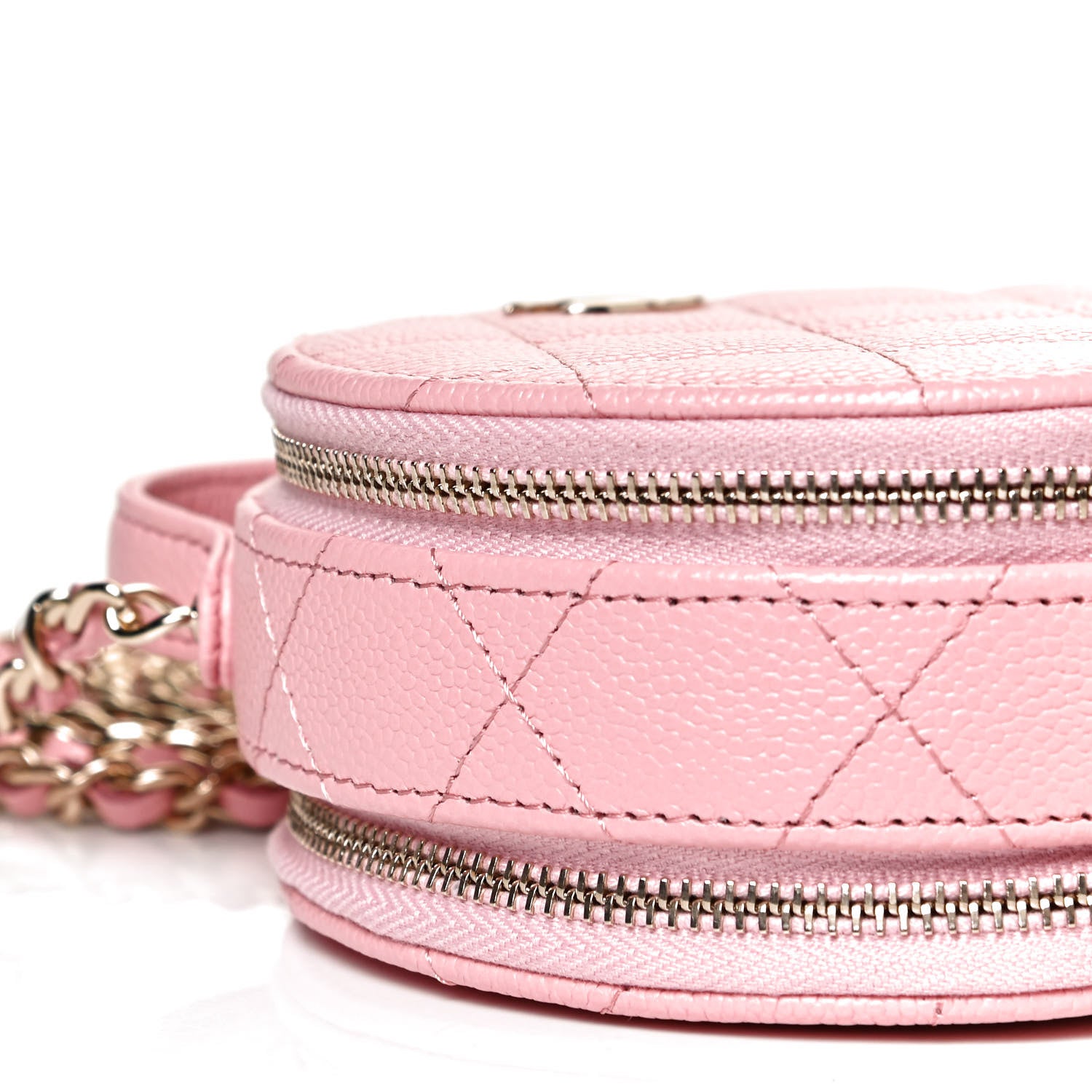Chanel Caviar Quilted Round Handle With Care Vanity With Chain Pink 9 of 12
