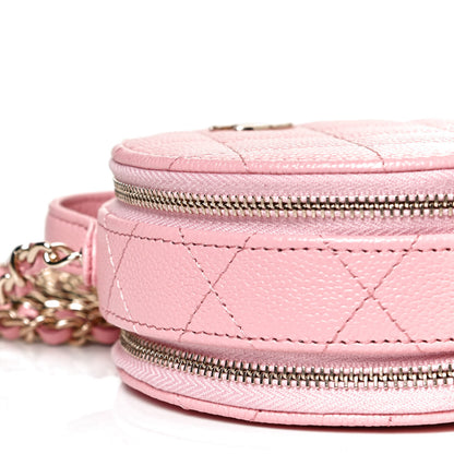 Chanel Caviar Quilted Round Handle With Care Vanity With Chain Pink 9 of 12