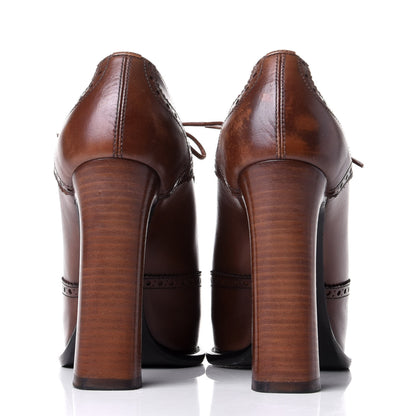 Louis Vuitton Calfskin Lace Up Pumps 39 Brown 6 of 10