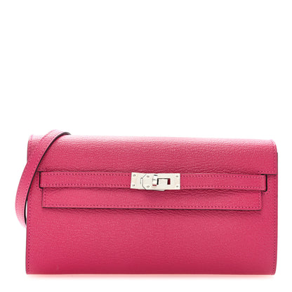 Hermes Chevre Mysore Kelly Wallet To Go Rose Mexico 1 of 9