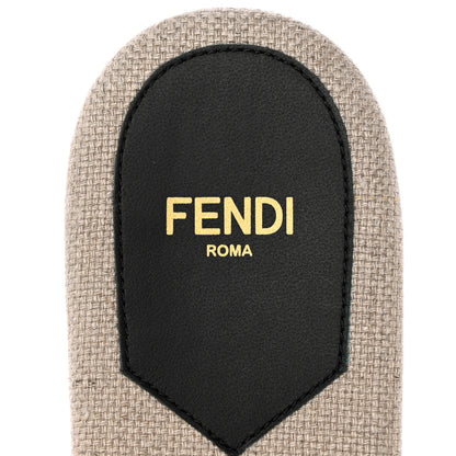 Fendi Vitello Canvas Signature Flat Slide Sandals 37 Black Grezzo 8 of 16