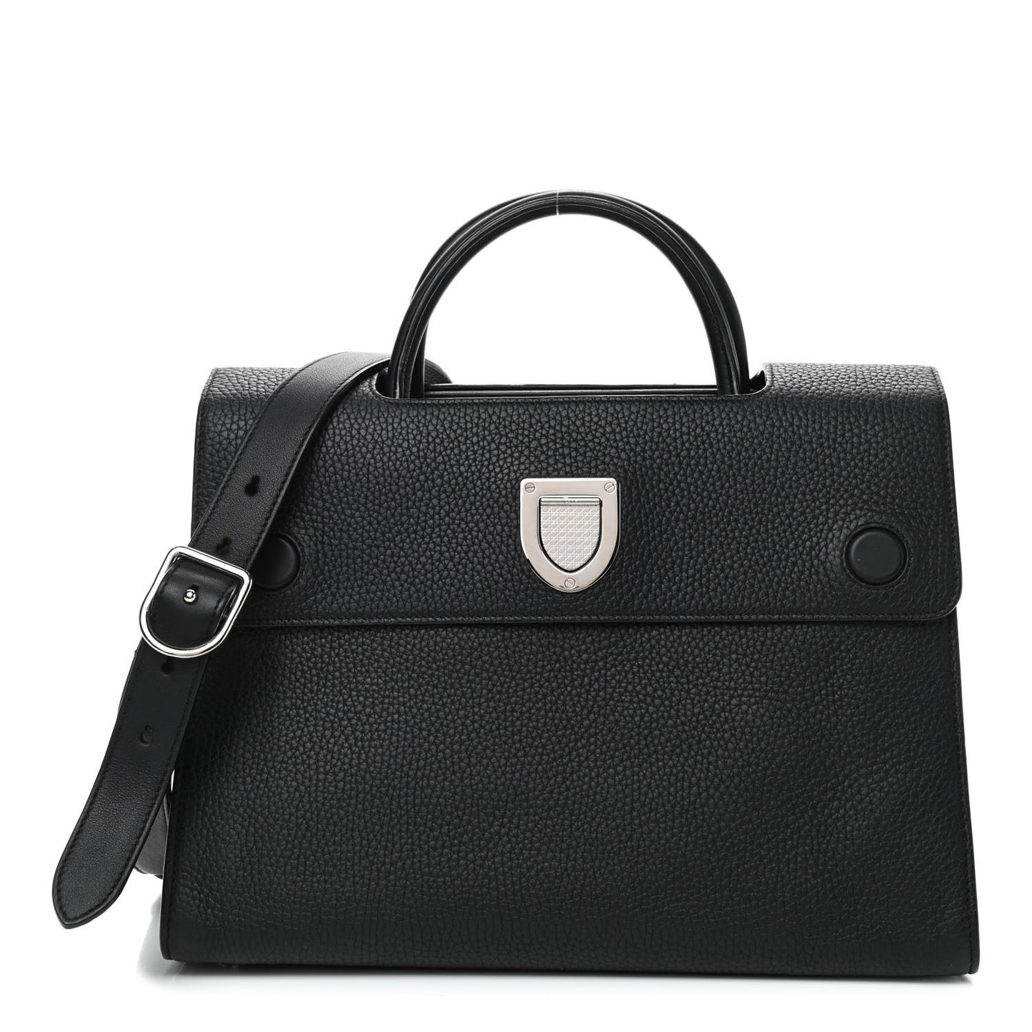 Grained Calfskin Medium Diorever Flap Black