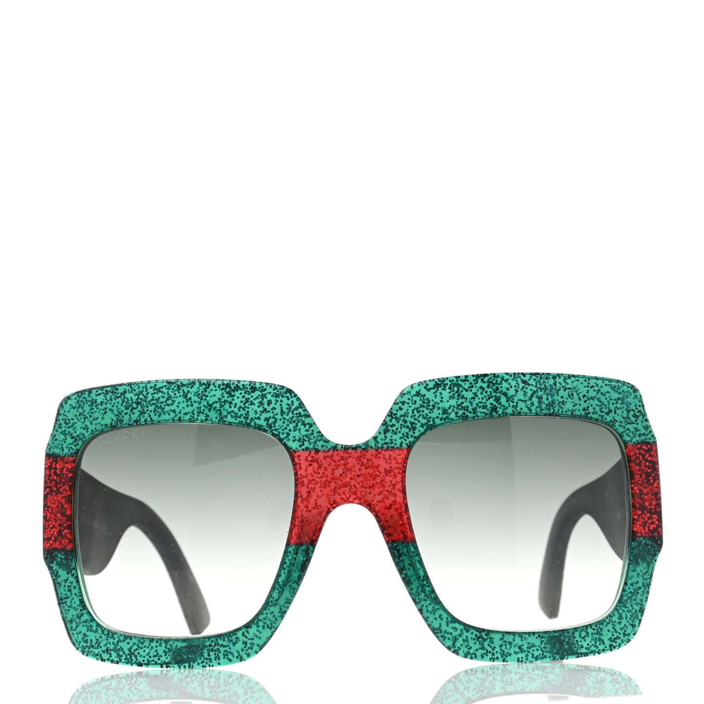 Square Frame GG0102S Sunglasses Glitter Red Black Green