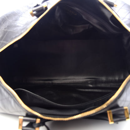 Chanel Calfskin Diamond Stitched Duffle Bag Black 4 of 9