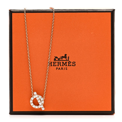 Hermes 18K Rose Gold Diamond Finesse Pendant Necklace 5 of 5