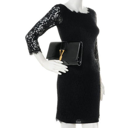 Saint Laurent Textured Patent Leather ChYc Clutch Black 2 of 7