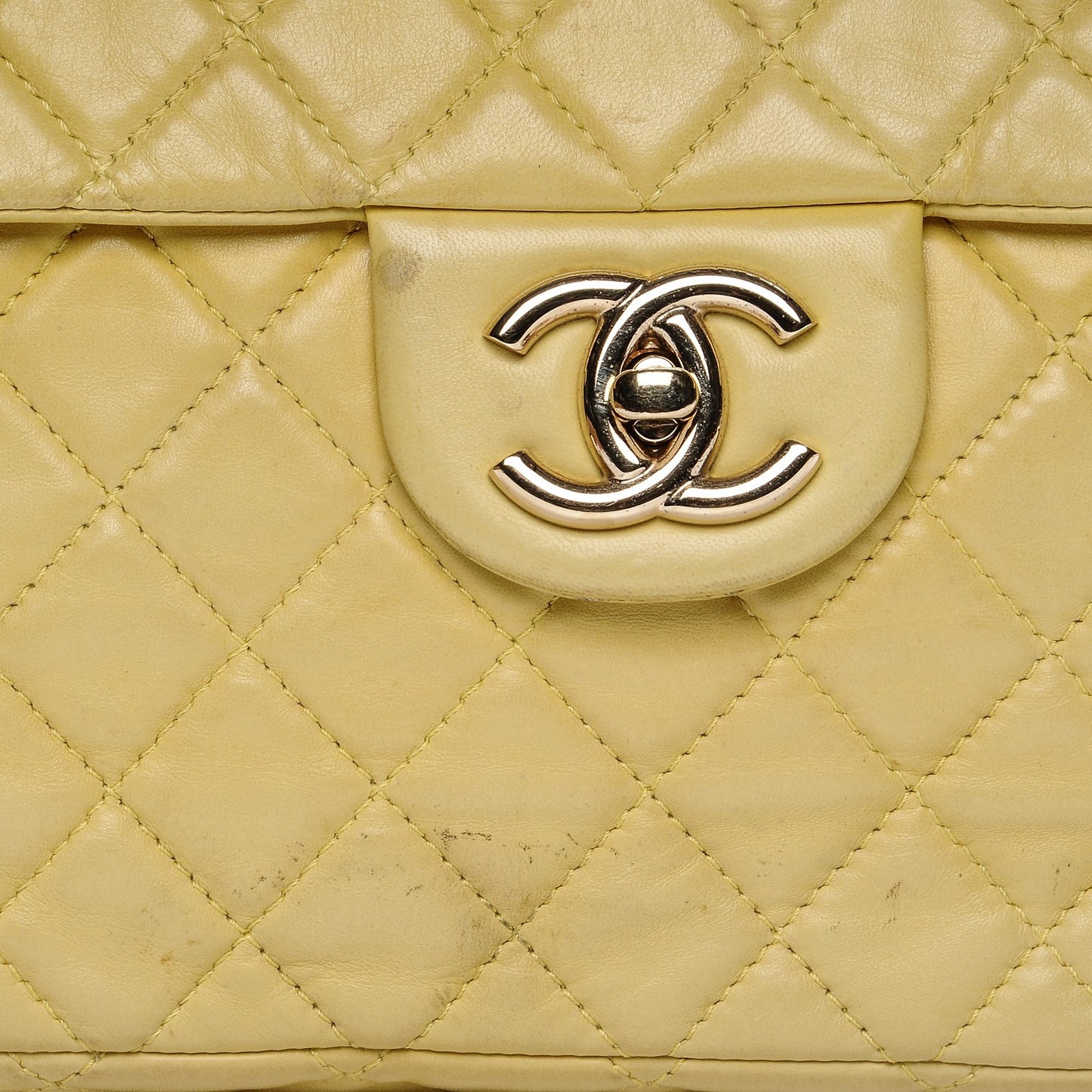 Lambskin Quilted Maxi Single Flap Yellow