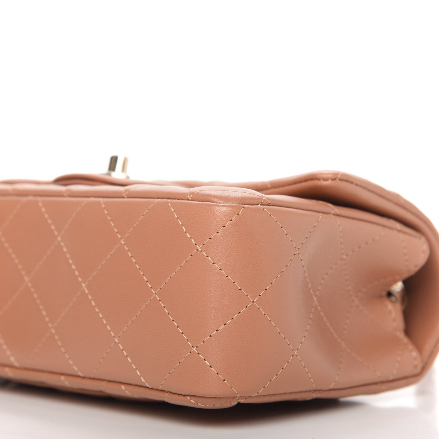 Lambskin Quilted Mini Rectangular Flap Brown