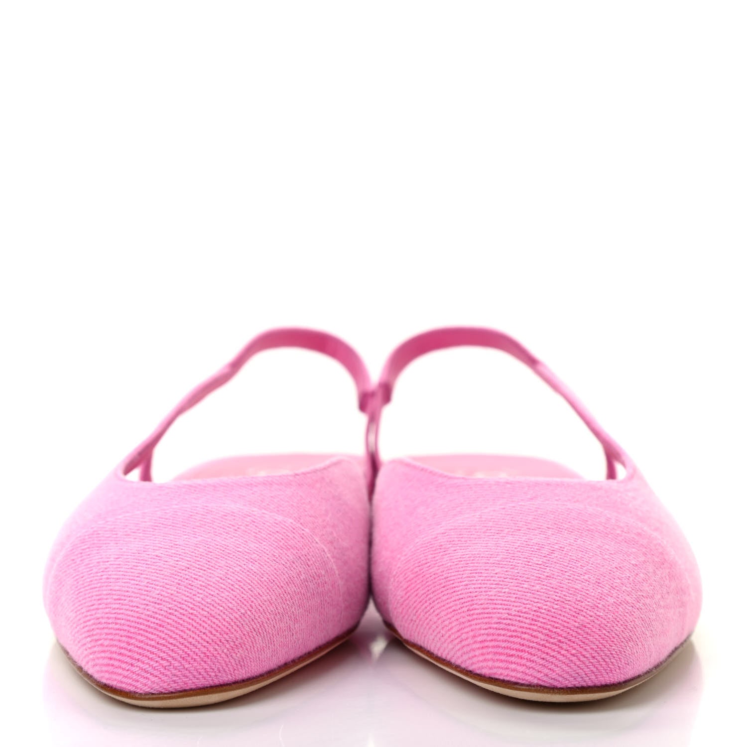 Chanel Denim Cap Toe CC Slingback Flat 37 Neon Pink 2 of 8