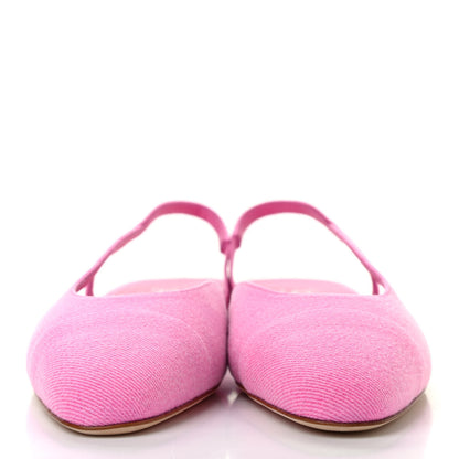 Chanel Denim Cap Toe CC Slingback Flat 37 Neon Pink 2 of 8