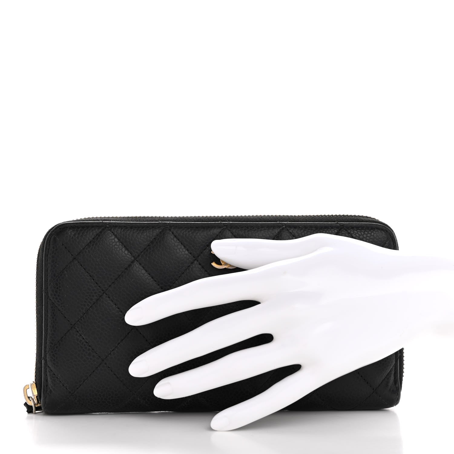 Chanel Caviar Quilted Large Gusset Zip Around Wallet Black 2 of 15