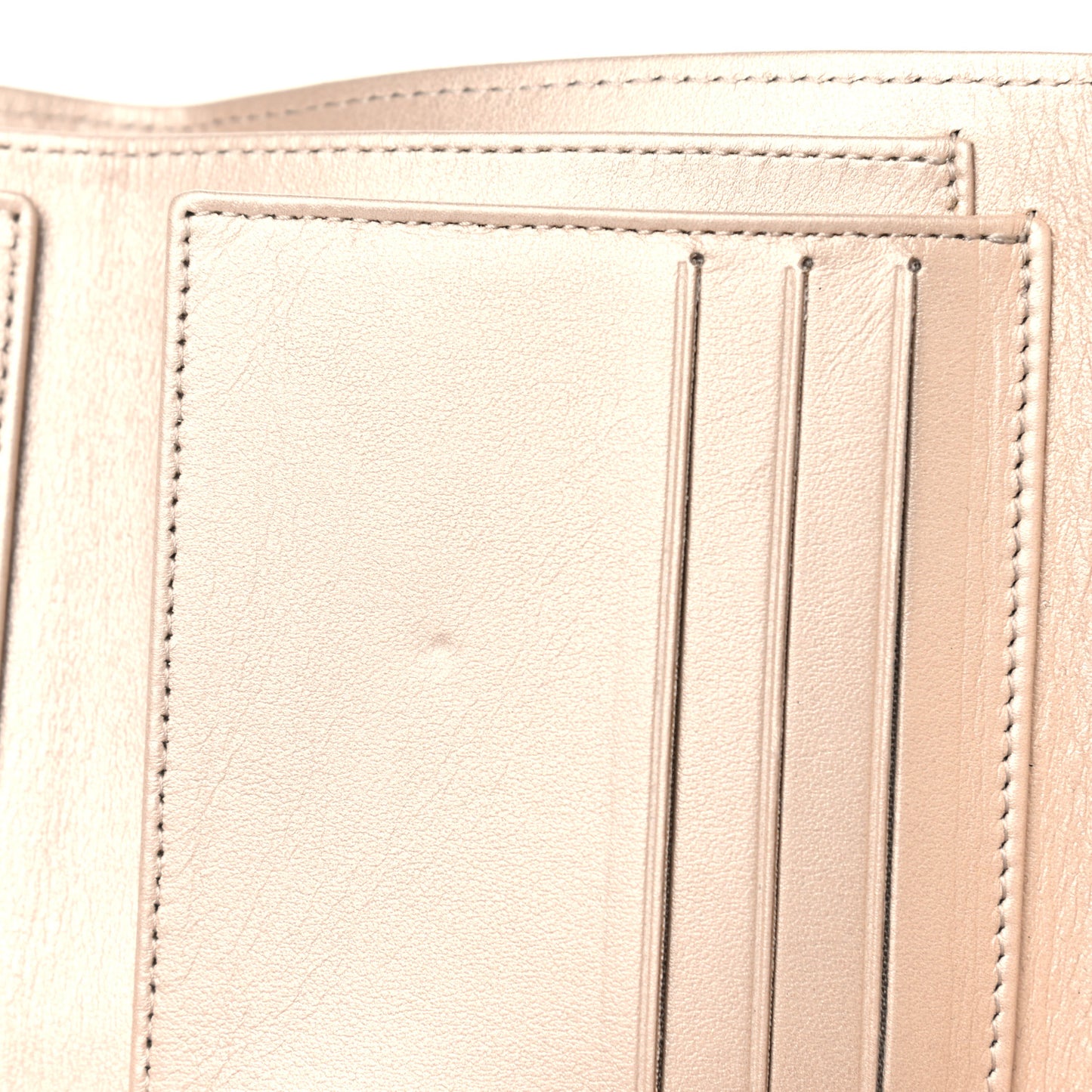 Metallic Lambskin Quilted Compact Flap Wallet Gold