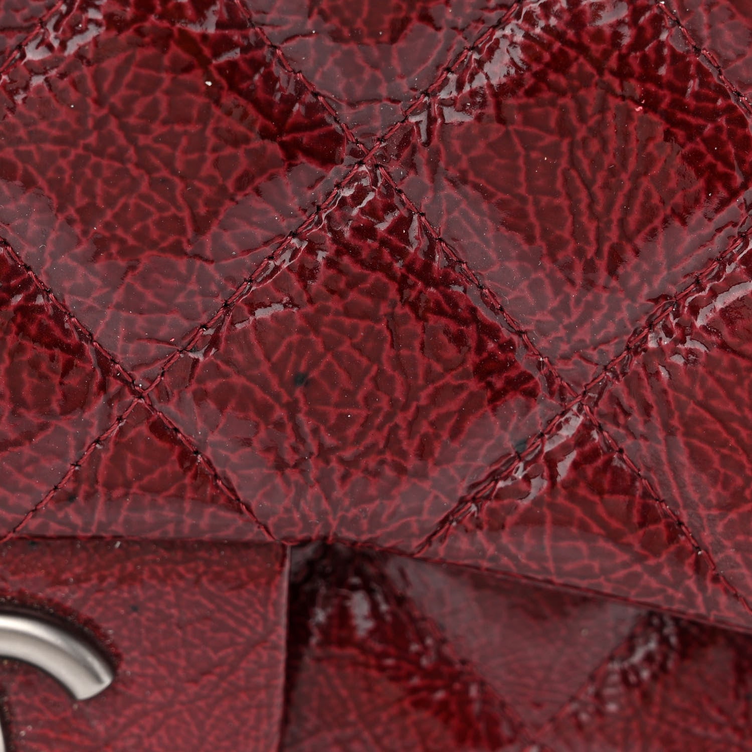Chanel Crinkled Patent Quilted Jumbo Single Flap Burgundy 13 of 13