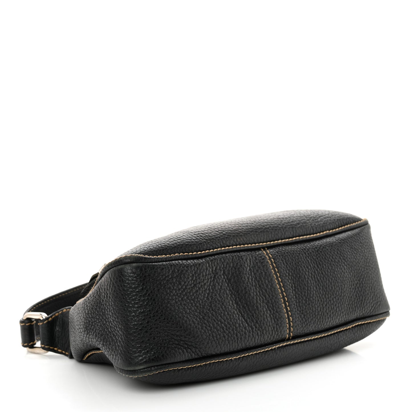 Grained Calfskin Tassel Shoulder Bag Black